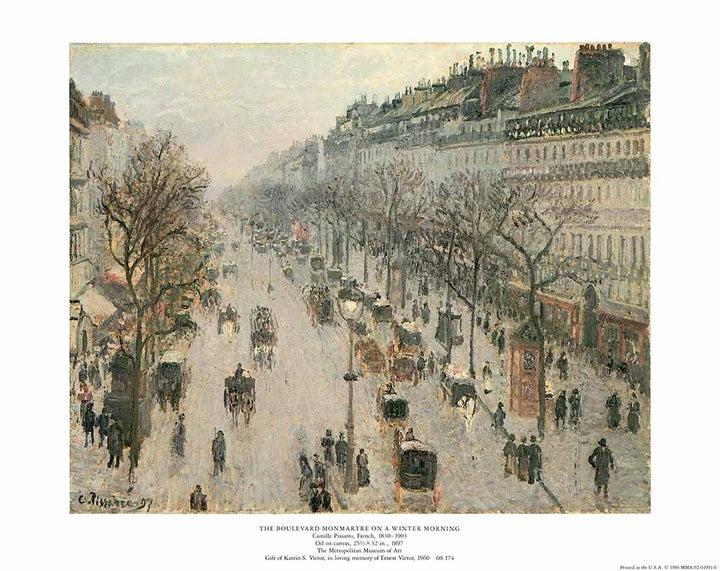 The Boulevard Montmartre on a Winter Morning 1897 by Pissarro - 11 X 14 Inches (Art Print)