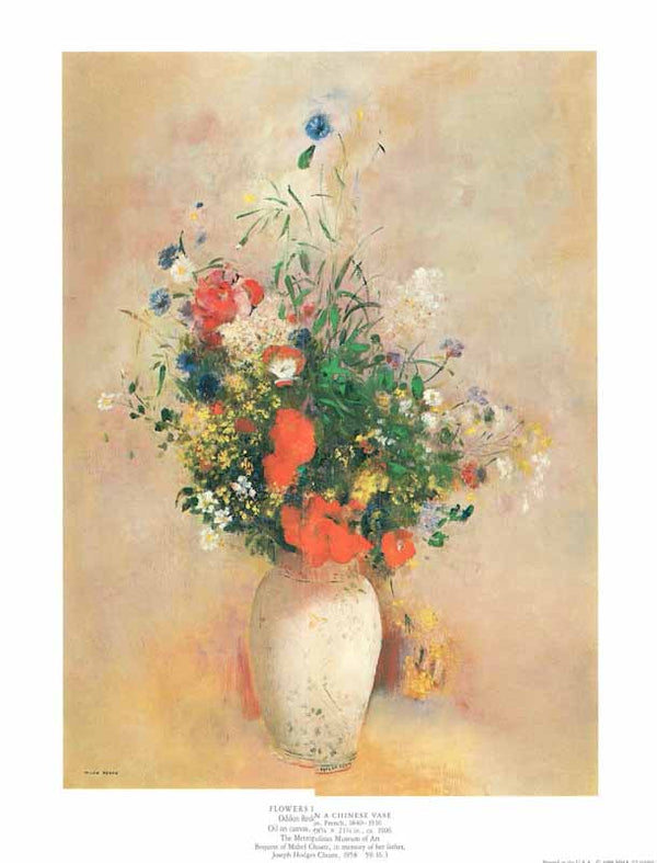 Flowers In A Chinese Vase 1906 by Odilon Redon - 11 X 14 Inches (Art Print)