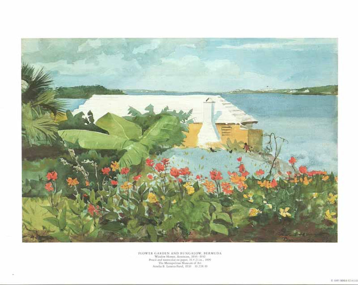 Flower Garden And Bungalow Bermuda 1899 by Winslow Homer - 11 X 14 Inches (Art Print)
