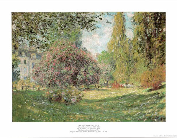 The Parc Monceau Paris,1876 by Claude Monet - 11 X 14 Inches (Art Print)