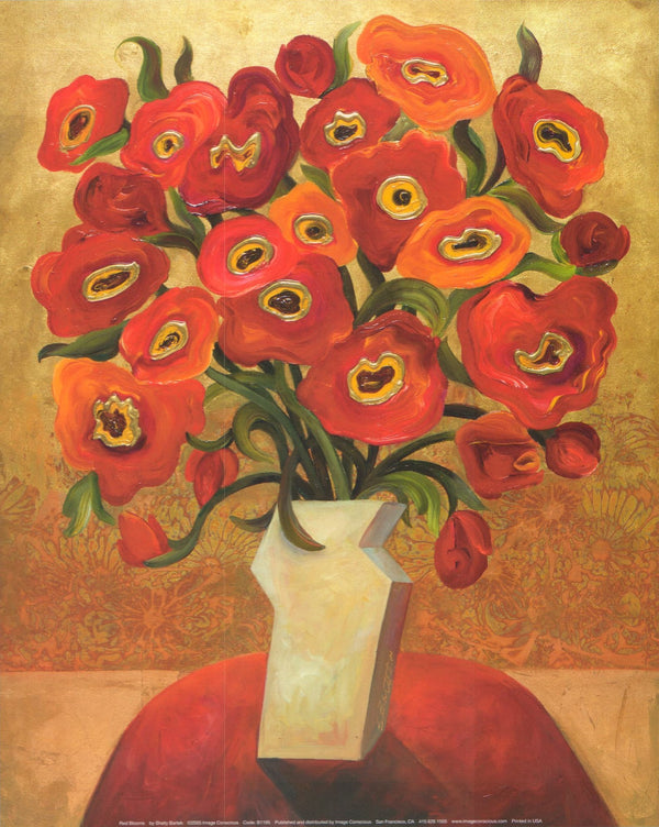 Red Blooms by Shelly Bartek - 10 X 12 Inches (Art Print)