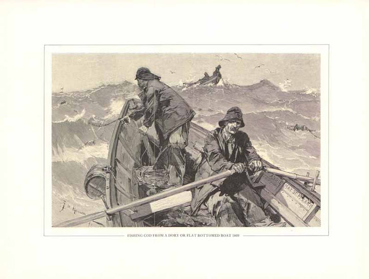Fishing Cod from a Dory or Flat Bottomed Boat, 1869 by Unknow - 9 X 12 Inches (Art Print)