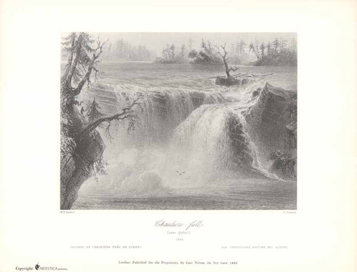 Chaudiere Falls (Near Quebec), 1840 by William Henry Bartlett - 9 X 11 Inches (Art Print)