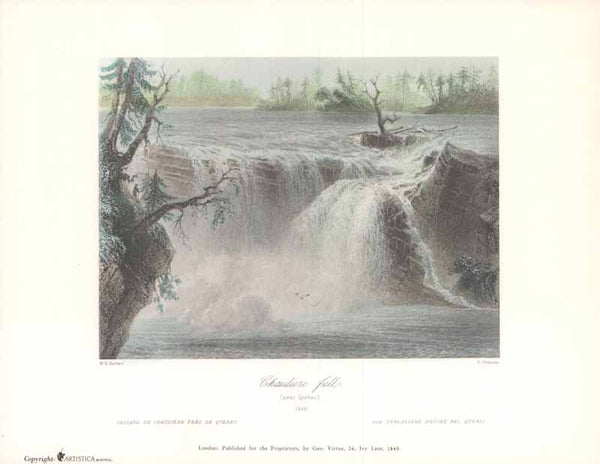 Chaudiere Falls (Near Quebec), 1840 by William Henry Bartlett - 9 X 11 Inches (Art Print Color)