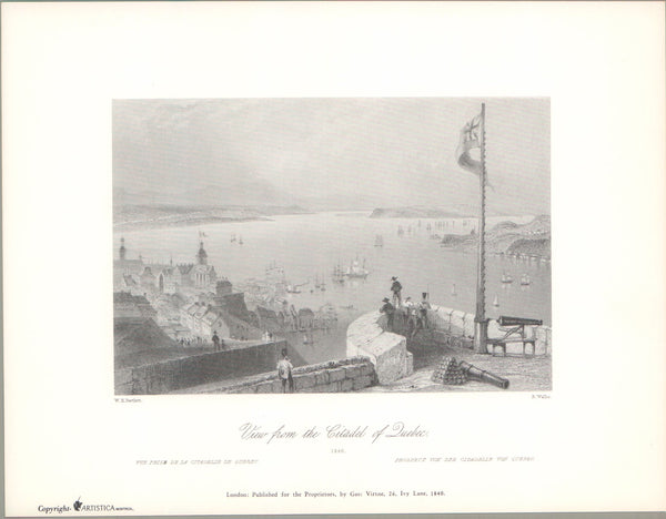 View from the Citadel of Quebec, 1840 by William Henry Bartlett - 9 X 11 Inches (Art Print)