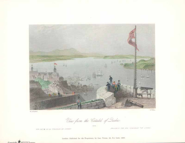 View from the Citadel of Quebec, 1840 by William Henry Bartlett - 9 X 11 Inches (Art Print Color)