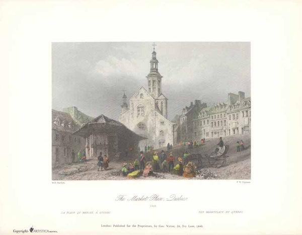 The Market Place, Quebec, 1840 by William Henry Bartlett - 9 X 11 Inches (Art Print Color)