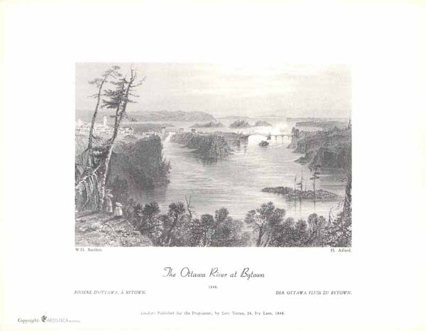 The Ottawa River at Bytown, 1840 by William Henry Bartlett - 9 X 11 Inches (Art Print)