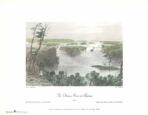 The Ottawa River at Bytown, 1840 by William Henry Bartlett - 9 X 11 Inches (Art Print Color)