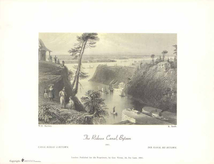 The Rideau Canal, Bytown, 1841 by William Henry Bartlett - 9 X 11 Inches (Offset Lithograph)