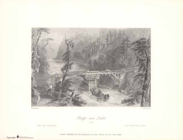 Bridge Near Quebec, 1840 by William Henry Bartlett - 9 X 11 Inches (Art Print)