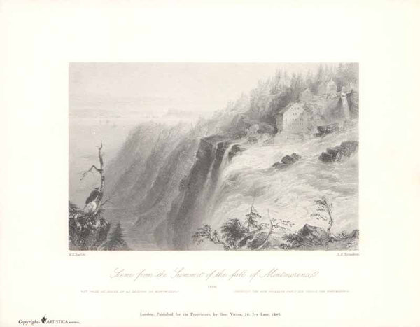 Scene from the Summit of the Fall of Montmorency, 1840 by William Henry Bartlett - 9 X 11 Inches (Art Print)