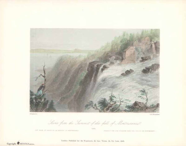 Scene from the summit of the Fall of Montmorency, 1840 by William Henry Bartlett - 9 X 11 Inches (Art Print Color)