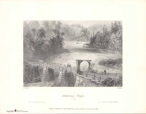 Montmorency Bridge, 1840 by William Henry Bartlett - 9 X 11 Inches (Art Print)
