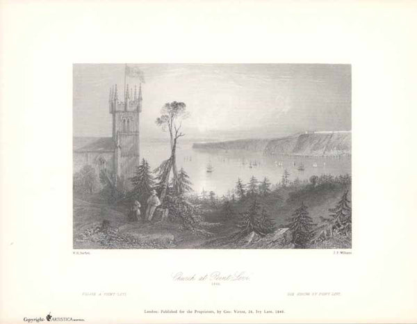 Church at Point-Levi, 1840 by William Henry Bartlett - 9 X 11 Inches (Art Print)