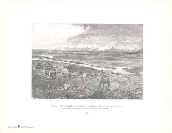 Near Fort Calgarry, Looking Towards the Rocky Mountains, 1882 by William Henry Bartlett - 9 X 11 Inches (Art Print)