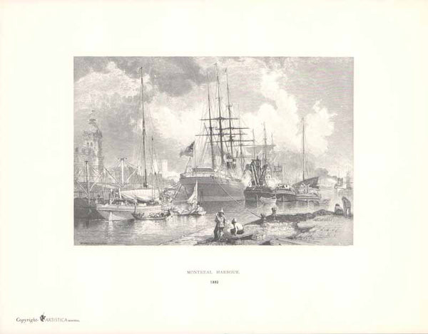 Montreal, Harbour, 1882 by William Henry Bartlett - 9 X 11 Inches (Art Print)