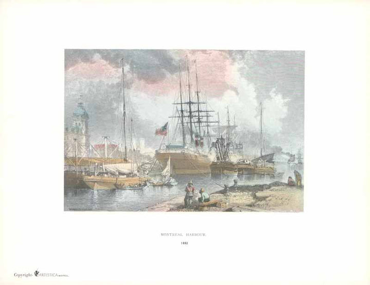 Montreal Harbour, 1882 by William Henry Bartlett - 9 X 11 Inches (Art Print Color)