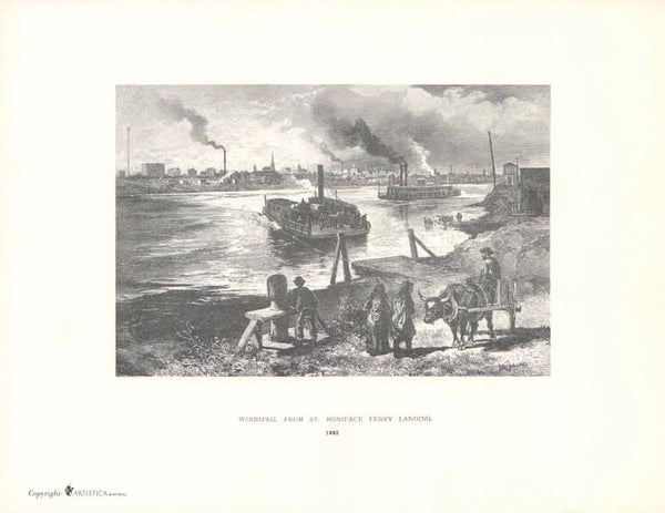 Winnipeg, from St-Boniface Ferry Landing, 1882 by William Henry Bartlett - 9 X 11 Inches (Art Print)