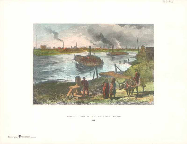 Winnipeg, from St-Boniface Ferry Landing, 1882 by William Henry Bartlett - 9 X 11 Inches (Art Print Color)
