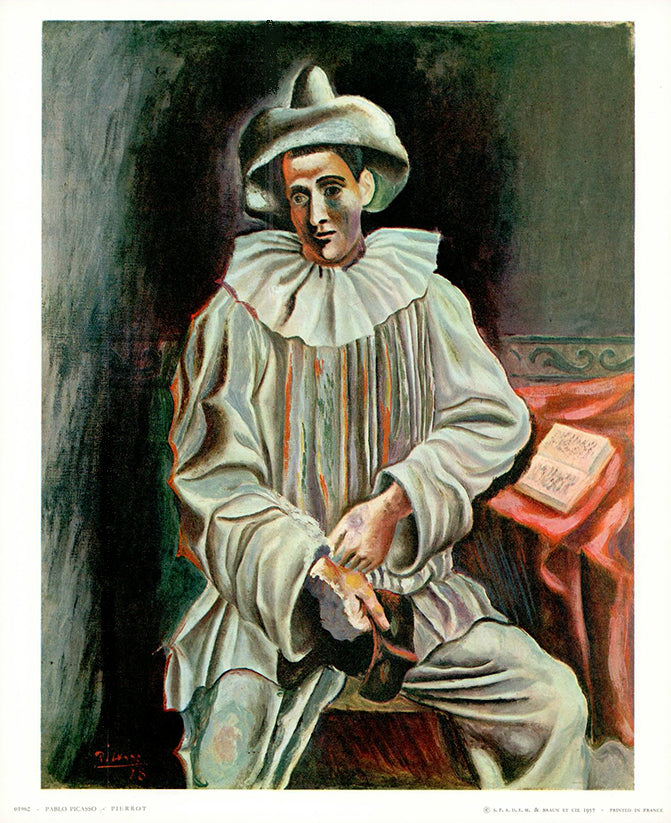 Seated Pierrot, 1918 by Pablo Picasso - 10 X 12 Inches (Art Print)
