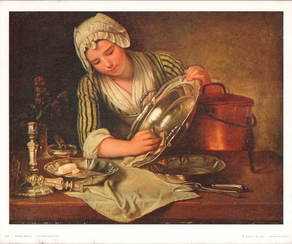 Girl Polishing a Dish by André Bouys - 10 X 12 Inches (Art Print)
