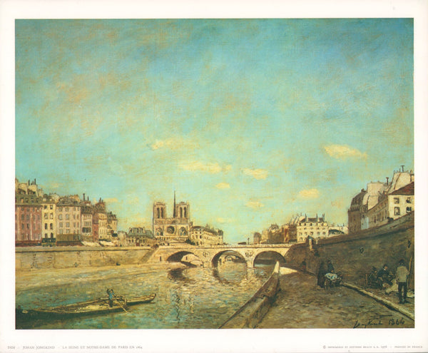 Paris, The Seine and Notre-Dame in 1864 by Johan Jongking - 10 X 12 Inches (Art Print)