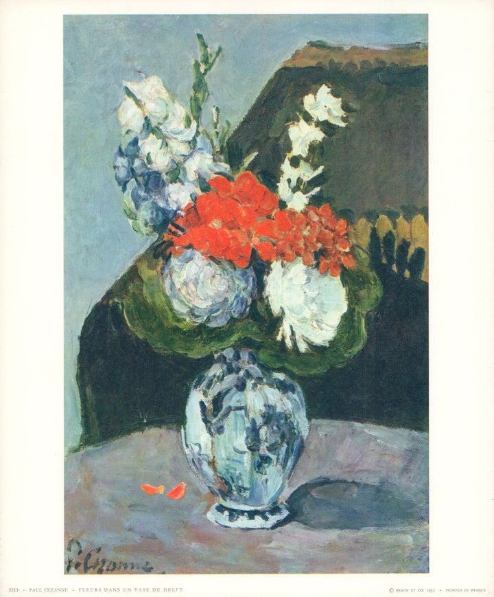 Flowers in a Delft Vase by Paul Cézanne - 10 X 12 Inches (Art Print)