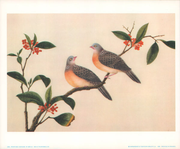 Two Turtle-Doves Chinese Art 18ème siècle - 10 X 12 Inches (Art Print)