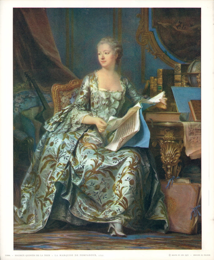 Madame de Pompadour, 1755 by Maurice Quentin de la Tour - 10 X 12 Inches (Art Print)