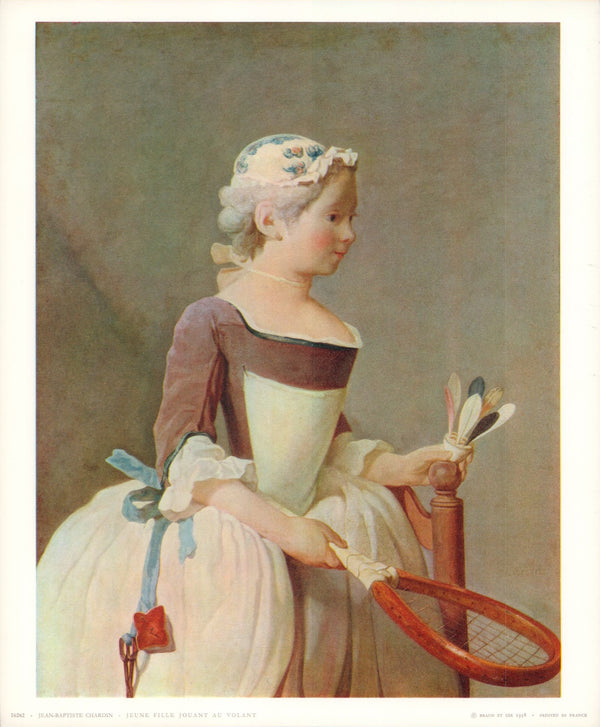 Girl with Battledore by Jean-Baptiste Chardin - 10 X 12 Inches (Art Print)