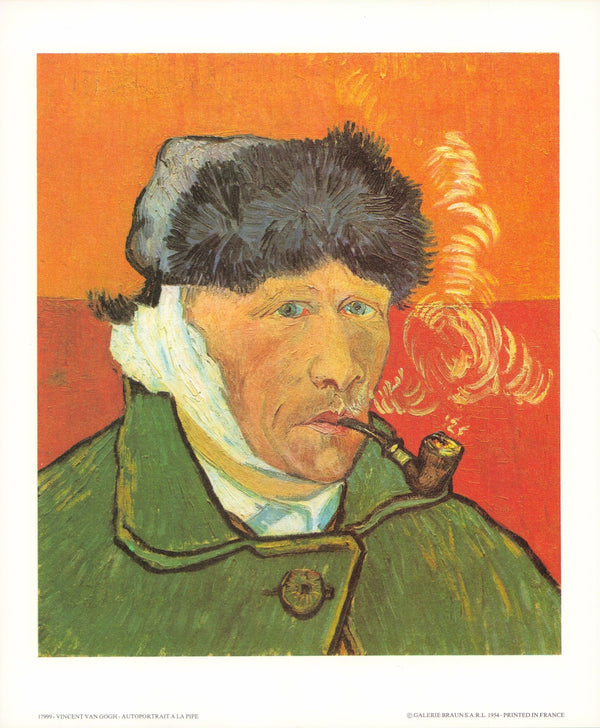 Self-Portrait with Pipe, 1889 by Vincent Van Gogh - 10 X 12 Inches (Art Print)