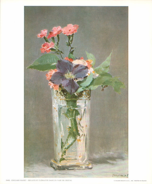 Carnations and Clematis in a Crystal Base, 1882 by Edouard Manet - 10 X 12 Inches (Art Print)