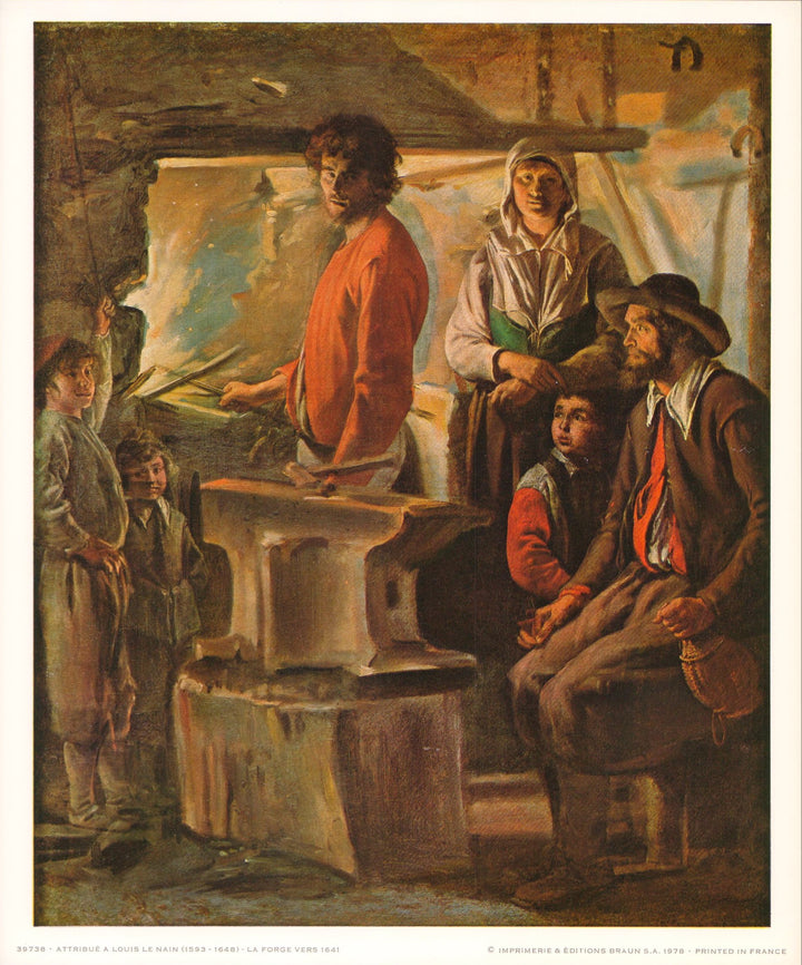 The Smithy, 1641 by Louis Le Nain - 10 X 12 Inches (Art Print)