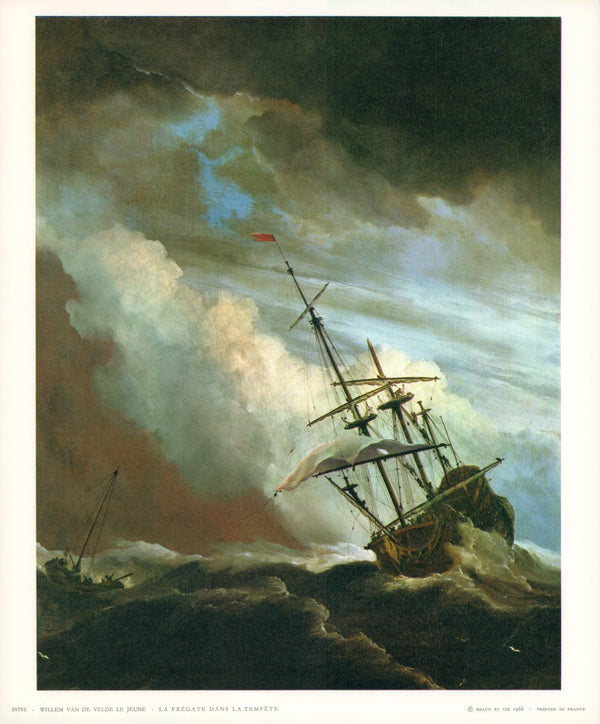 Frigate in a Storm by Willem Van De Velde Le Jeune - 10 X 12 Inches (Art Print)