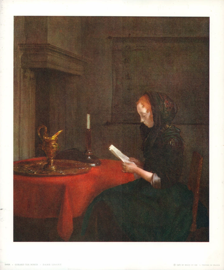 Lady Reading a Letter, 1662 by Gerard Ter Borch - 10 X 12 Inches (Art Print)