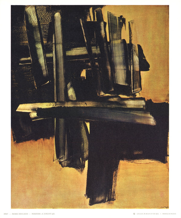 Painting July 16, 1961 by Pierre Soulages - 10 X 12 Inches (Art Print)