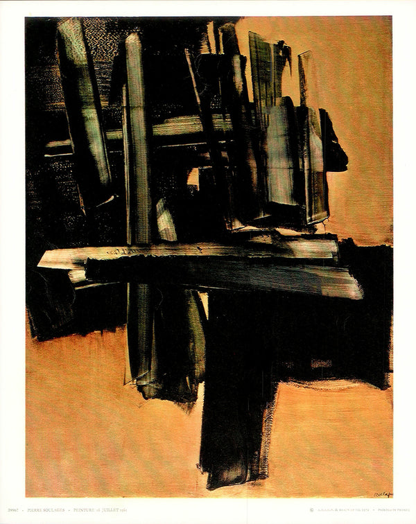 Painting July 16, 1961 by Pierre Soulages - 14 X 17 Inches (Art Print)
