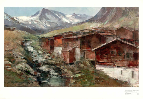 Mountain - Hamlet in Tessin by Hansjorg Wagner - 24 X 36 Inches (Art Print)