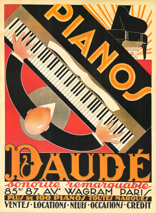 Pianos Daude - 36 X 48 Inches (Vintage Art Print)
