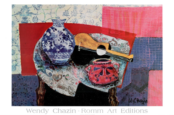 Guitar Still Life by Wendy Chazin - 24 X 36 Inches (Art Print)