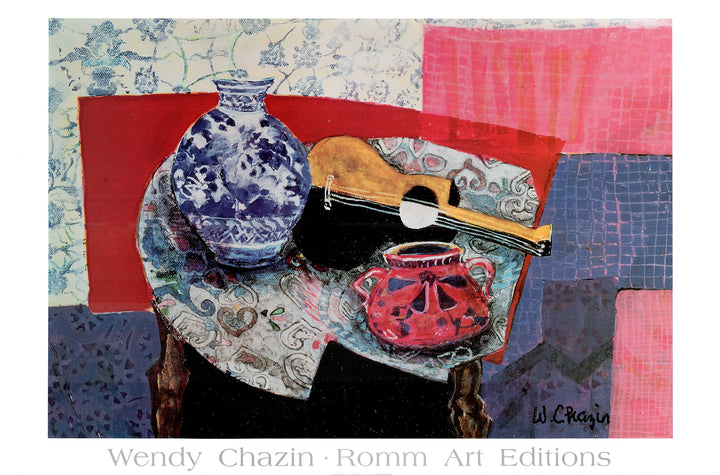 Guitar Still Life by Wendy Chazin - 24 X 36 Inches (Art Print)