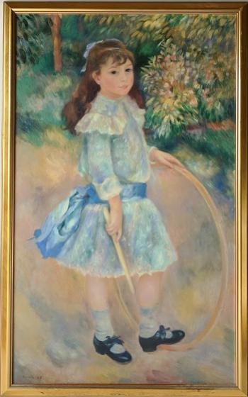 Girl with a Hoop by Pierre-Auguste Renoir - 23 X 36 Inches (Framed Canvas Ready to Hang)