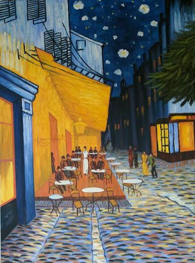 Café at Night, 1888 of Van Gogh by Alfia - 36 X 48 Inches (Oil Painting on Canvas Ready to Hang) 