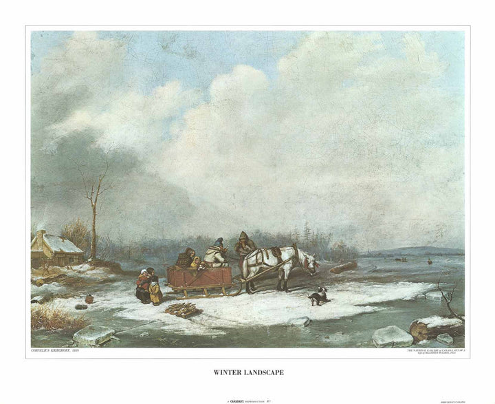 Winter Landscape, 1849 by Cornelius Krieghoff - 19 X 23 Inches (Art Print)