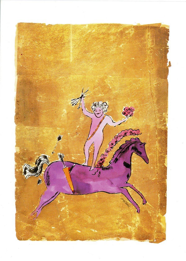 Cupid Atop Purple Horse by Andy Warhol - 5 X 7 Inches (Greeting Card)