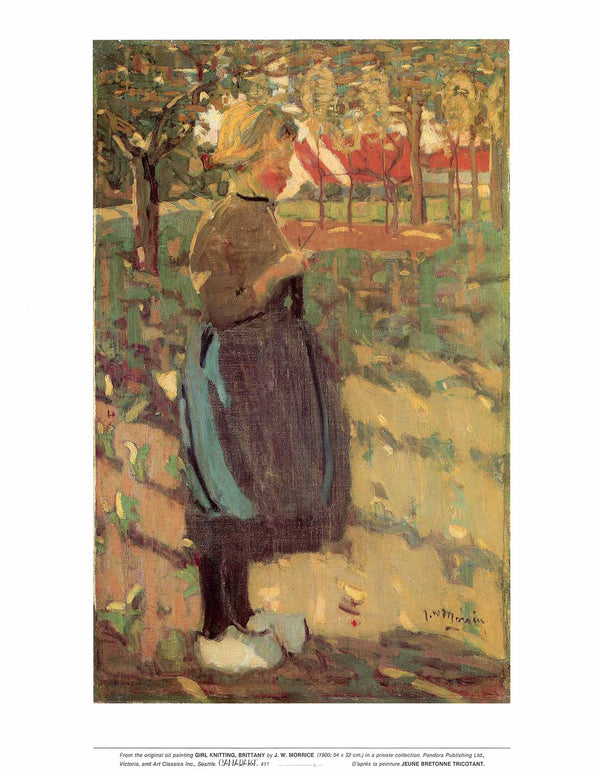 Girl Knitting, Brittany, 1900 by James Wilson Morrice - 19 X 24 Inches (Art Print)