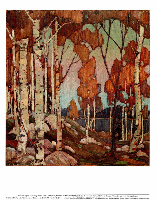 Decorative Landscape, Birches, 1915 by Tom Thomson - 19 X 24" (Art Print)