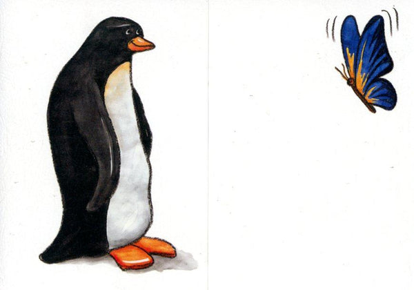 Penguins and Butterflies by Sophie Turrel - 4 X 6 Inches (Greeting Card)