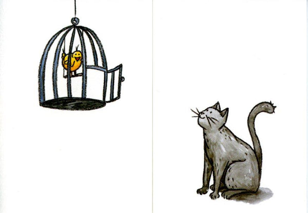 Cat and Canary by Sophie Turrel - 4 X 6 Inches (Greeting Card)